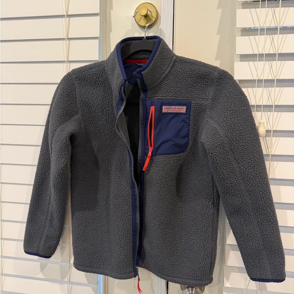Vineyard Vines Kids Fleece Jacket - Charcoal and Navy